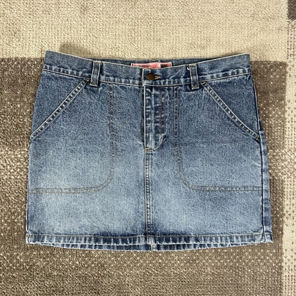 Y2K Vintage Mossimo Womens Size 7 Micro Mini Denim Jean‎ Skirt Blue 30X14